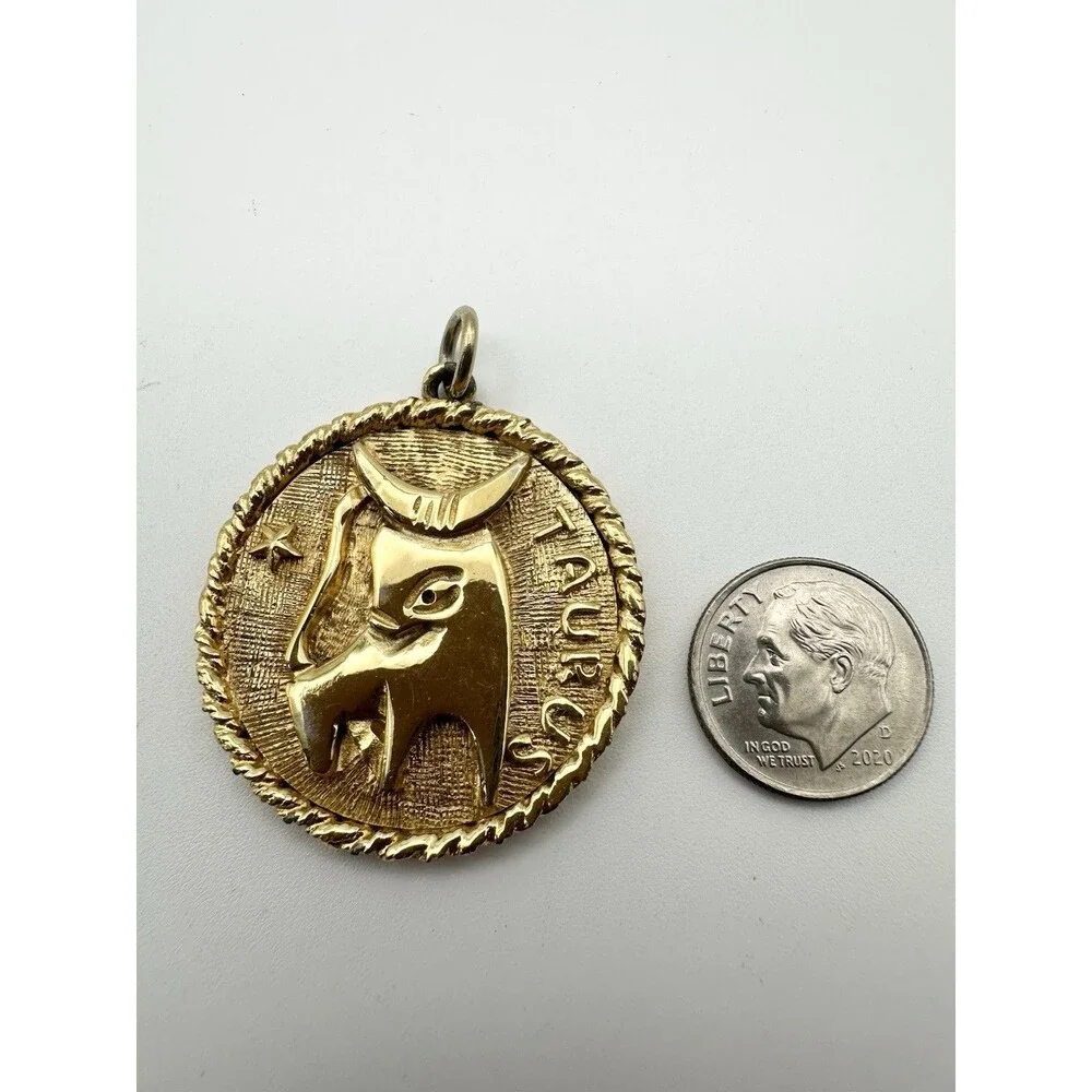 Vintage Taurus Medallion Pendant Horoscope Astrology May April